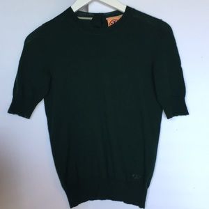 Tory Burch green short sleeve cashmere sweater
